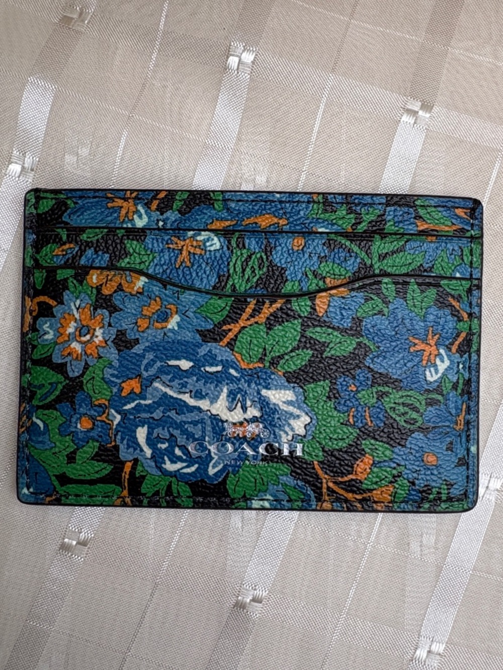 NWOT Coach Flat Cardholder Case in Rose Meadow Floral Blue Multi
